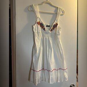 Lux White Dress with Colorful Embroidery
